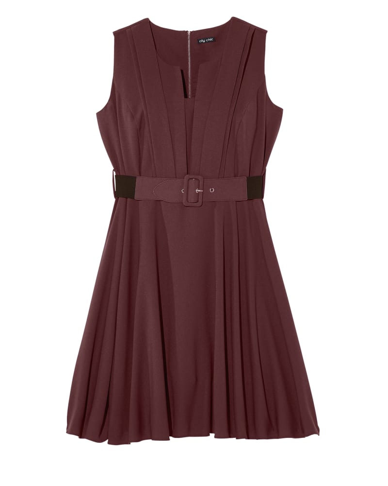 Front of plus size Lyra Belted Fit & Flare Dress  by City Chic | Dia&Co | dia_product_style_image_id:125777